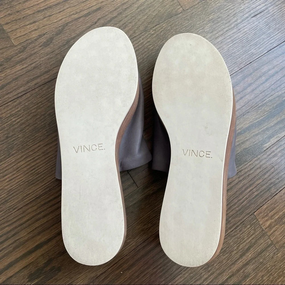 VINCE Leather Platform Slides Sandals 9.5 SASKIA PLATFORM SLIDE SANDALS, TRUFFLE - Picture 13 of 14